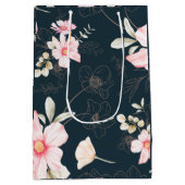 Sac Cadeau Moyen Beau Blush Floral Motif Bleu (Dos)