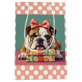 Sac Cadeau Moyen Beau Bulldog Anniversaire Polka Dot (Devant)