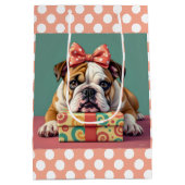 Sac Cadeau Moyen Beau Bulldog Anniversaire Polka Dot (Dos)