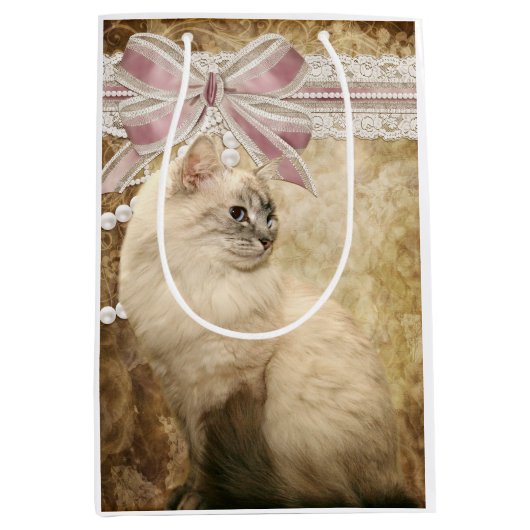 Sac Cadeau Moyen Beau chat élégant de minou (Devant)