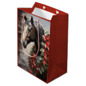 Sac Cadeau Moyen Beau Cheval avec Wreath hiver Noël (Dos Angle)