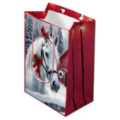 Sac Cadeau Moyen Beau Cheval de Vacances avec Cardinal (Devant Angle)