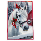 Sac Cadeau Moyen Beau Cheval de Vacances avec Cardinal (Devant)