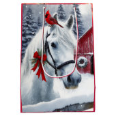 Sac Cadeau Moyen Beau Cheval de Vacances avec Cardinal (Dos)