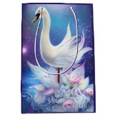 Sac Cadeau Moyen Beau Imaginaire cygne blanc avec fleurs (Devant)