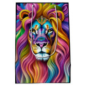 Sac Cadeau Moyen Beau Lion avec Main Colorée (Dos)