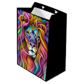 Sac Cadeau Moyen Beau Lion avec Main Colorée (Dos Angle)