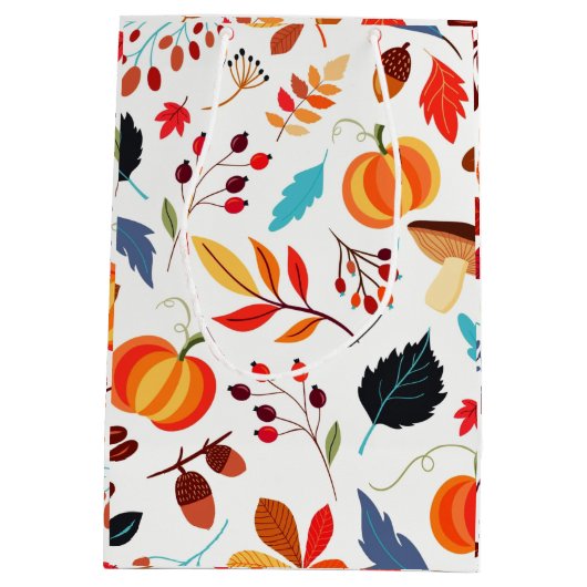 Sac Cadeau Moyen Beau Motif d'automne (Dos)