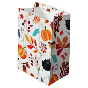 Sac Cadeau Moyen Beau Motif d'automne 1