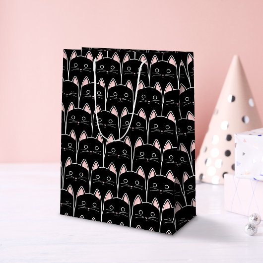 Sac Cadeau Moyen Beaucoup de Motif de chats noirs
