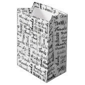 Sac Cadeau Moyen Beaucoup Merci Texte noir sur blanc (Devant Angle)