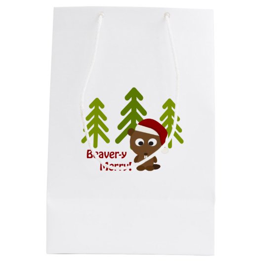 Sac Cadeau Moyen Beaver-y Joyeux ! Beaver de Noël (Dos)
