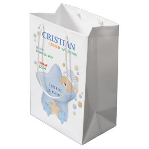 Sac Cadeau Moyen Bébé Bébé Bébé Stats de naissance Medi