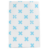 Sac Cadeau Moyen Bébé bleu croix coutures sur blanc (Devant)