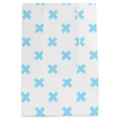 Sac Cadeau Moyen Bébé bleu croix coutures sur blanc (Dos)