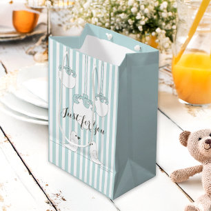 Sac Cadeau Moyen Bébé Bleu mou Oiseaux Baby shower / Anniversaire d