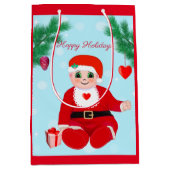 Sac Cadeau Moyen bébé de Noël, coeur et pin (Devant)