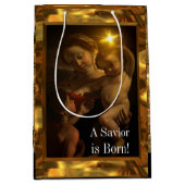 Sac Cadeau Moyen Bébé doux Jésus brillant (Devant)