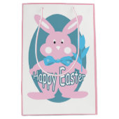 Sac Cadeau Moyen Bébé Fille heureux Bunny de Pâques MGB (Devant)