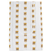 Sac Cadeau Moyen Bébé Fille Ours Vert & Or (Dos)