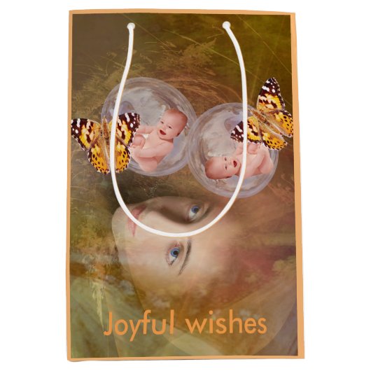 Sac Cadeau Moyen Bébé garçon et fille jumeaux (Devant)