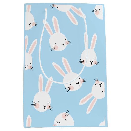 Sac Cadeau Moyen Bébé lapin bleu (Devant)