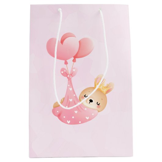 Sac Cadeau Moyen Bébé mignon dans une couverture de coeur (Devant)