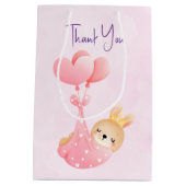 Sac Cadeau Moyen Bébé mignon lapin dans une couverture de coeur Mer (Dos)