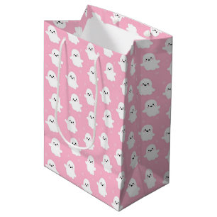 Sac Cadeau Moyen Bébé mignon Motif Fantôme rose - Halloween Design