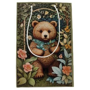 Sac Cadeau Moyen Bébé mignon Ours Brown William Morris Inspiré