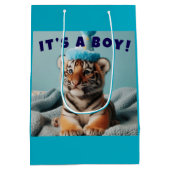 Sac Cadeau Moyen Bébé mignon Révéler Garçon Bleu Bébé Tiger (Dos)