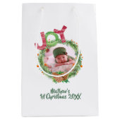 Sac Cadeau Moyen Bébés 1ère photo de Noël (Devant)