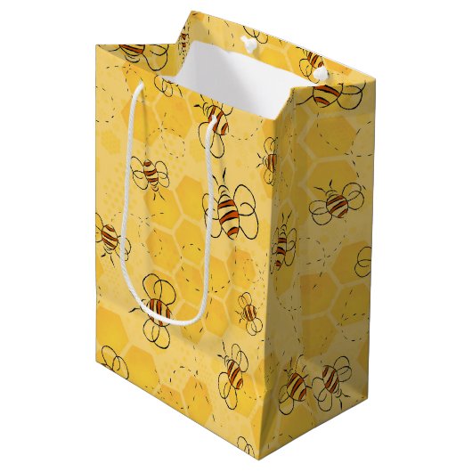 Sac Cadeau Moyen Bee Buzzing Honey Bees mignonne (Devant Angle)