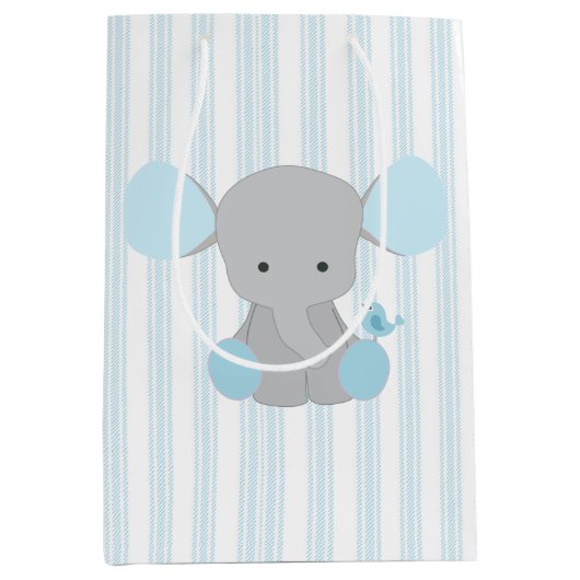 Sac Cadeau Moyen Bel éléphant de bleu de bébé (Devant)