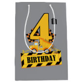 Sac Cadeau Moyen Belle construction garçon Anniversaire 4e (Devant)