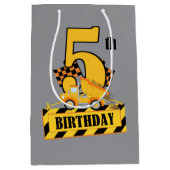 Sac Cadeau Moyen Belle construction garçon Anniversaire 5e (Devant)