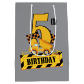Sac Cadeau Moyen Belle construction garçon Anniversaire 5e (Dos)