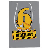 Sac Cadeau Moyen Belle construction garçon Anniversaire 6e (Devant)