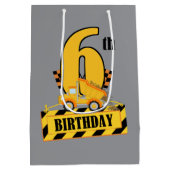 Sac Cadeau Moyen Belle construction garçon Anniversaire 6e (Dos)