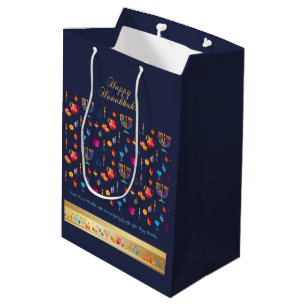 Sac Cadeau Moyen Belle décoration de partie heureuse de Hanoukka