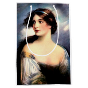 Sac Cadeau Moyen belle femme victorienne soufflée par le vent