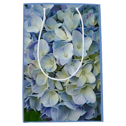 Sac Cadeau Moyen Belle Hydrangée Bleue Fleurs Photo (Devant)