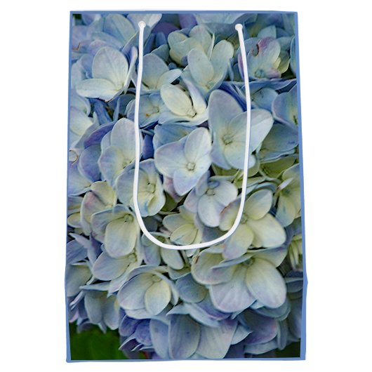 Sac Cadeau Moyen Belle Hydrangée Bleue Fleurs Photo (Dos)