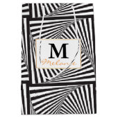 Sac Cadeau Moyen Belle illusion optique en spirale blanche noire (Devant)