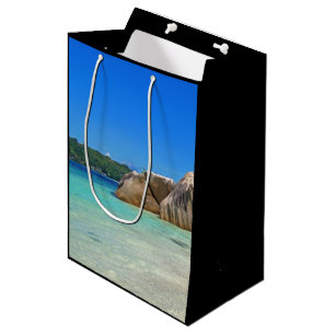 Sac Cadeau Moyen Belle Mer Tropicale avec Côte Rocheuse Couverte