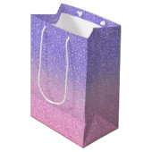 Sac Cadeau Moyen Belle Parties scintillant rose violet Ombre (Devant Angle)