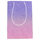 Sac Cadeau Moyen Belle Parties scintillant rose violet Ombre (Devant)