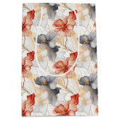 Sac Cadeau Moyen Belle Pêche Bleu Floral (Devant)