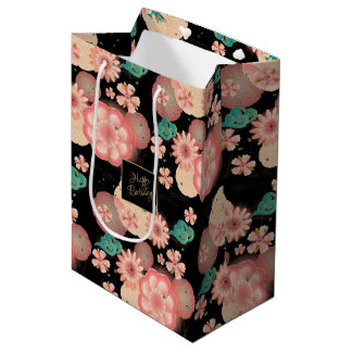 Sac Cadeau Moyen Belle Pêche de printemps Jardin Décoratif Annivers