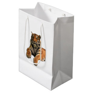 Sac Cadeau Moyen Belle photo Tigre du Bengale Visage et pattes